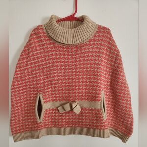 Janie and Jack Red and Tan Cowl Neck Kids Sweater Cape
